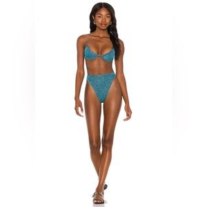 Oseree Lumiere 90s Balconette Bikini Set in Blue, XS, Never Worn